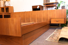 Load image into Gallery viewer, Vintage Teak Queen Platform Bed with Floating Night Stands
