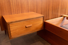 Load image into Gallery viewer, Vintage Teak Queen Platform Bed with Floating Night Stands
