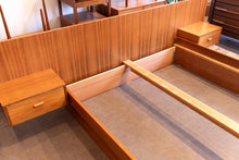 Load image into Gallery viewer, Vintage Teak Queen Platform Bed with Floating Night Stands
