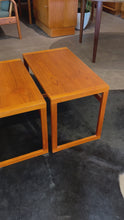 Load and play video in Gallery viewer, Vintage Teak Nesting Tables - Set of Three
