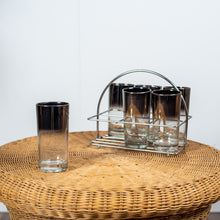 Load image into Gallery viewer, Set of Six Vintage Silver Fade Tall Glasses with Caddy
