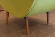 Load image into Gallery viewer, Vintage Reupholstered Lounge Chair with Wooden Arm Rests
