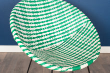 Load image into Gallery viewer, Vintage Wicker Clam Shell Chair - Green and White
