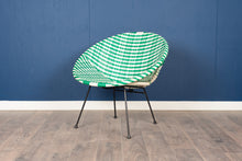 Load image into Gallery viewer, Vintage Wicker Clam Shell Chair - Green and White
