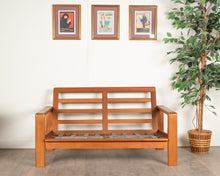 Load image into Gallery viewer, Vintage Teak Love Seat with Slat Back
