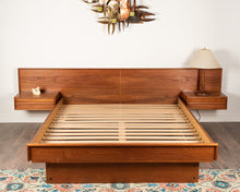 Load image into Gallery viewer, Vintage Canadian Teak Bed with Floating Night Stands
