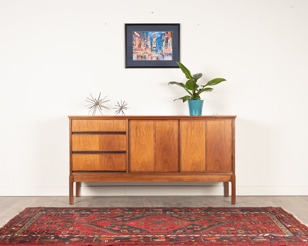 Refinished Vintage Honderich Walnut Sideboard with Drawers