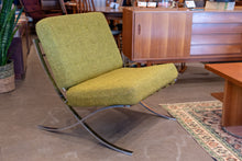 Load image into Gallery viewer, Vintage Green and Chrome Barcelona Style Chair
