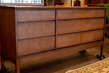 Load image into Gallery viewer, Vintage Honderich Six Drawer Walnut Dresser
