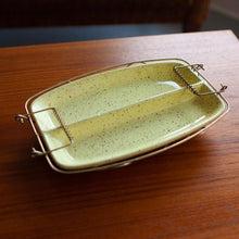 Load image into Gallery viewer, Yellow Speckled Divided Pickle Dish with Wire Holder - 610
