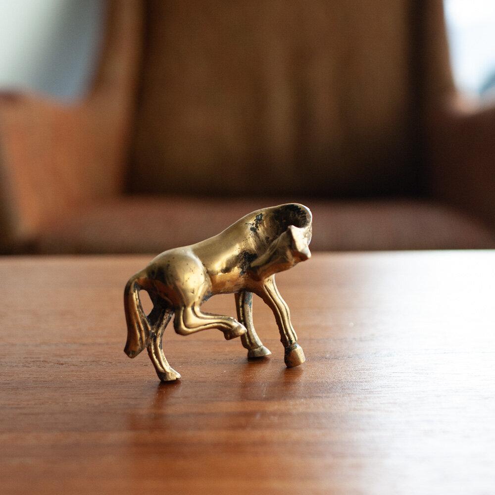 Tiny Brass Horse with an Itch - 733