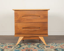 Load image into Gallery viewer, Vintage Teak Peppler Nightstands with Oval Accents - Set of Two
