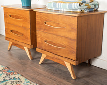 Load image into Gallery viewer, Vintage Teak Peppler Nightstands with Oval Accents - Set of Two
