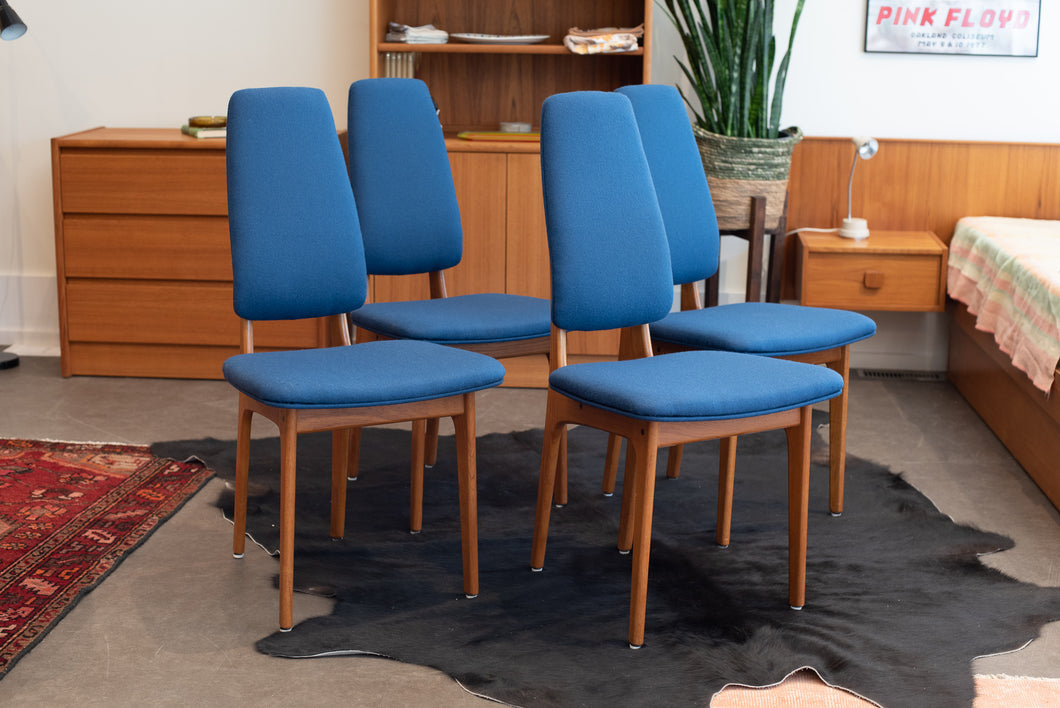 Vintage Teak and Upholstered High Back Dining Chairs by Erik Buch for O.D. Mobler A-S