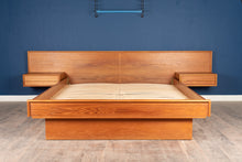 Load image into Gallery viewer, Vintage Teak Queen Platform Bed with Floating Nightstands
