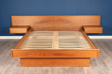 Load image into Gallery viewer, Vintage Teak Queen Platform Bed with Floating Nightstands
