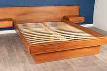 Load image into Gallery viewer, Vintage Teak Queen Platform Bed with Floating Nightstands
