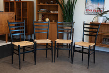 Load image into Gallery viewer, Vintage Set of Four Italian Dining Chairs - Black and Cord
