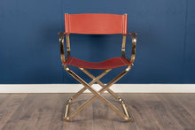 Load image into Gallery viewer, Vintage Orange Leather and Brass Directors Chair
