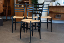 Load image into Gallery viewer, Vintage Set of Four Italian Dining Chairs - Black and Cord

