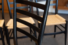 Load image into Gallery viewer, Vintage Set of Four Italian Dining Chairs - Black and Cord
