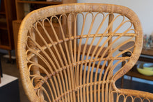 Load image into Gallery viewer, Vintage Wicker Peacock Chair with Upholstered Cushion
