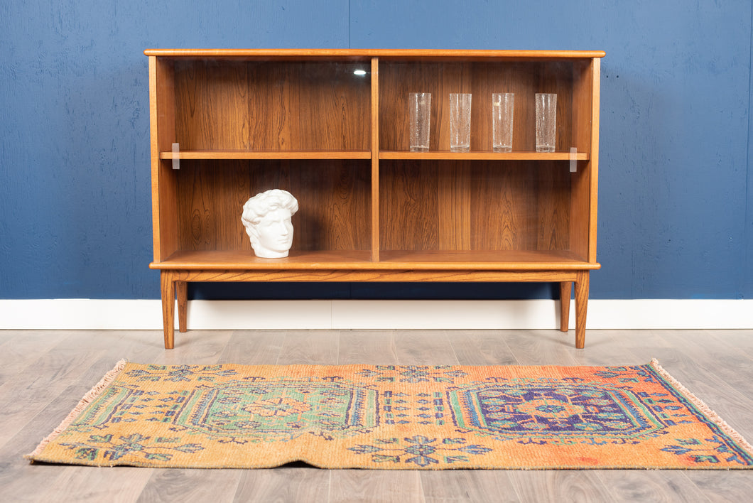Vintage Teak Curio Cabinet Bookshelf with Glass Doors