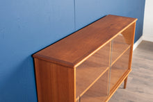 Load image into Gallery viewer, Vintage Teak Curio Cabinet Bookshelf with Glass Doors
