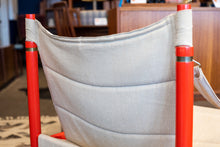 Load image into Gallery viewer, Vintage Red/Orange Safari Armchair with Beige Canvas
