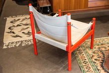 Load image into Gallery viewer, Vintage Red/Orange Safari Armchair with Beige Canvas
