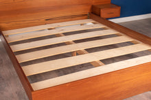 Load image into Gallery viewer, Vintage Teak Queen Bed with Floating Night Stands
