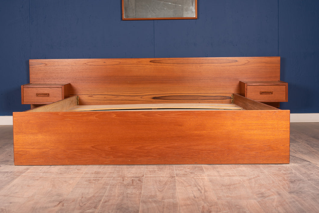 Vintage Teak Queen Bed with Floating Bedside Tables