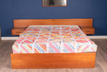 Load image into Gallery viewer, Vintage Teak Queen Bed with Floating Bedside Tables
