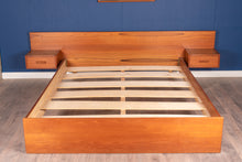 Load image into Gallery viewer, Vintage Teak Queen Bed with Floating Night Stands
