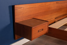 Load image into Gallery viewer, Vintage Teak Queen Bed with Floating Bedside Tables
