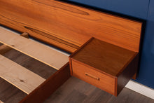Load image into Gallery viewer, Vintage Teak Queen Bed with Floating Night Stands
