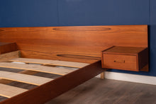 Load image into Gallery viewer, Vintage Teak Queen Bed with Floating Night Stands

