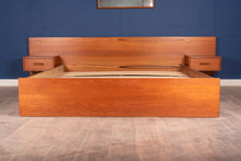 Load image into Gallery viewer, Vintage Teak Queen Bed with Floating Bedside Tables
