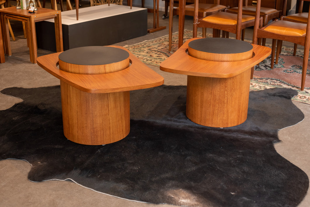 Vintage RS Associates Teak and Black End Tables - Set of Two
