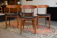 Load image into Gallery viewer, Vintage Set of Four Refinished Teak Dining Chairs in Black Vinyl

