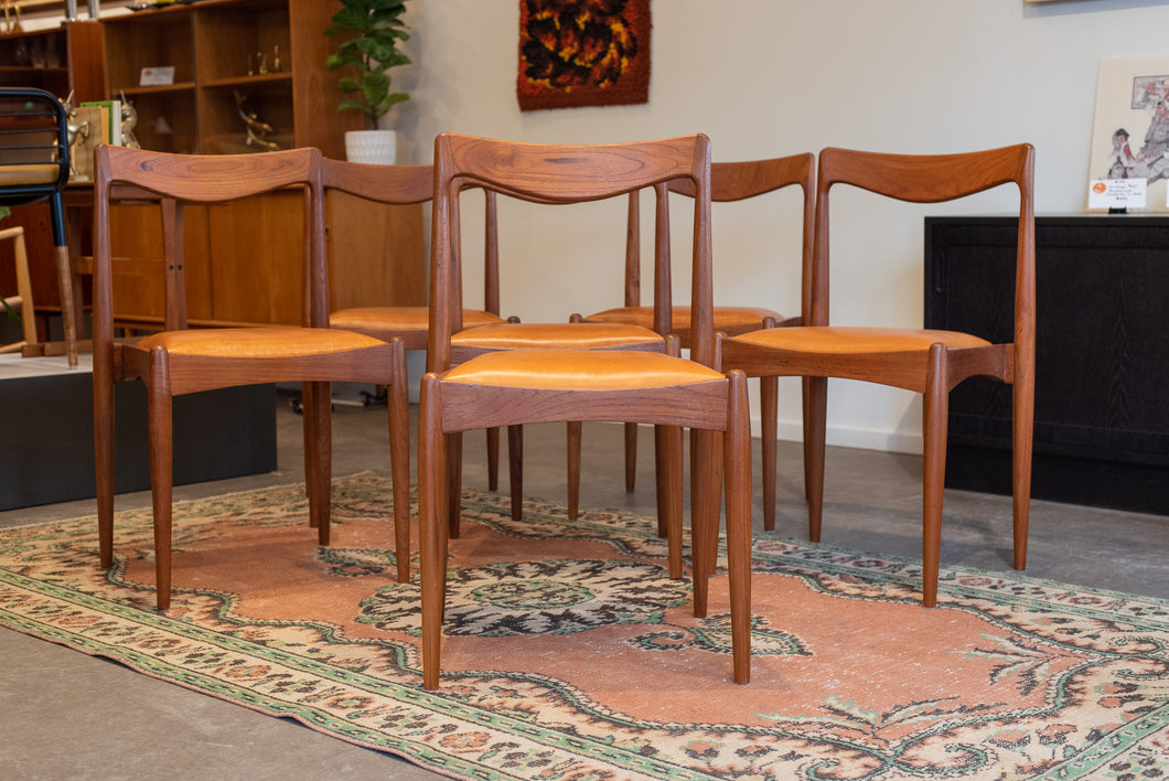 Refinished Vintage Teak Dining Chairs - Set of Six