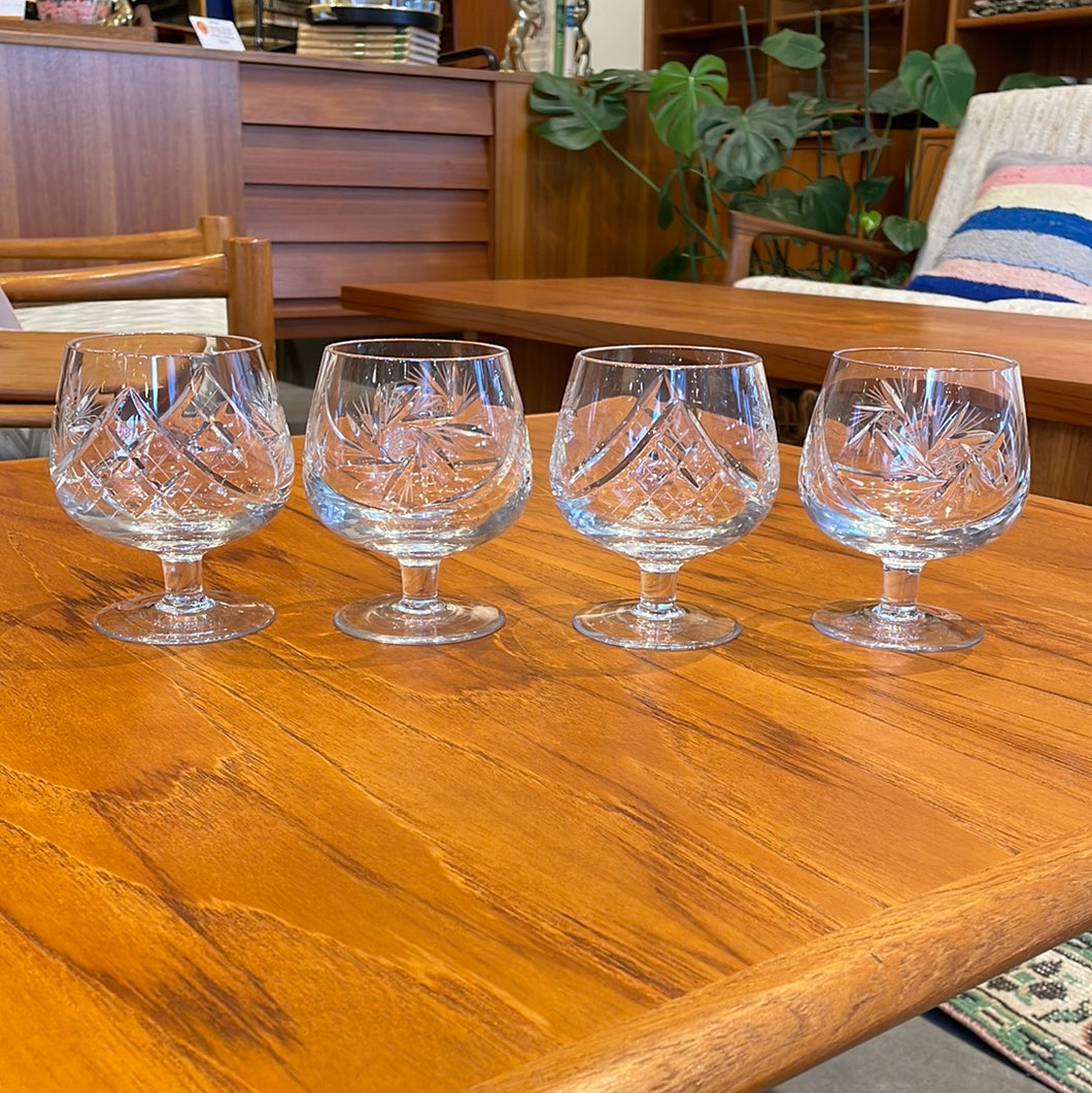 Crystal Pinwheel Brandy Glasses - Set of Four