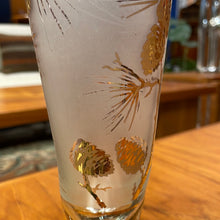 Load image into Gallery viewer, Vintage 1950&#39;s Libbey Pilsner Glass - Frosted White &amp; Gold Pine Cones
