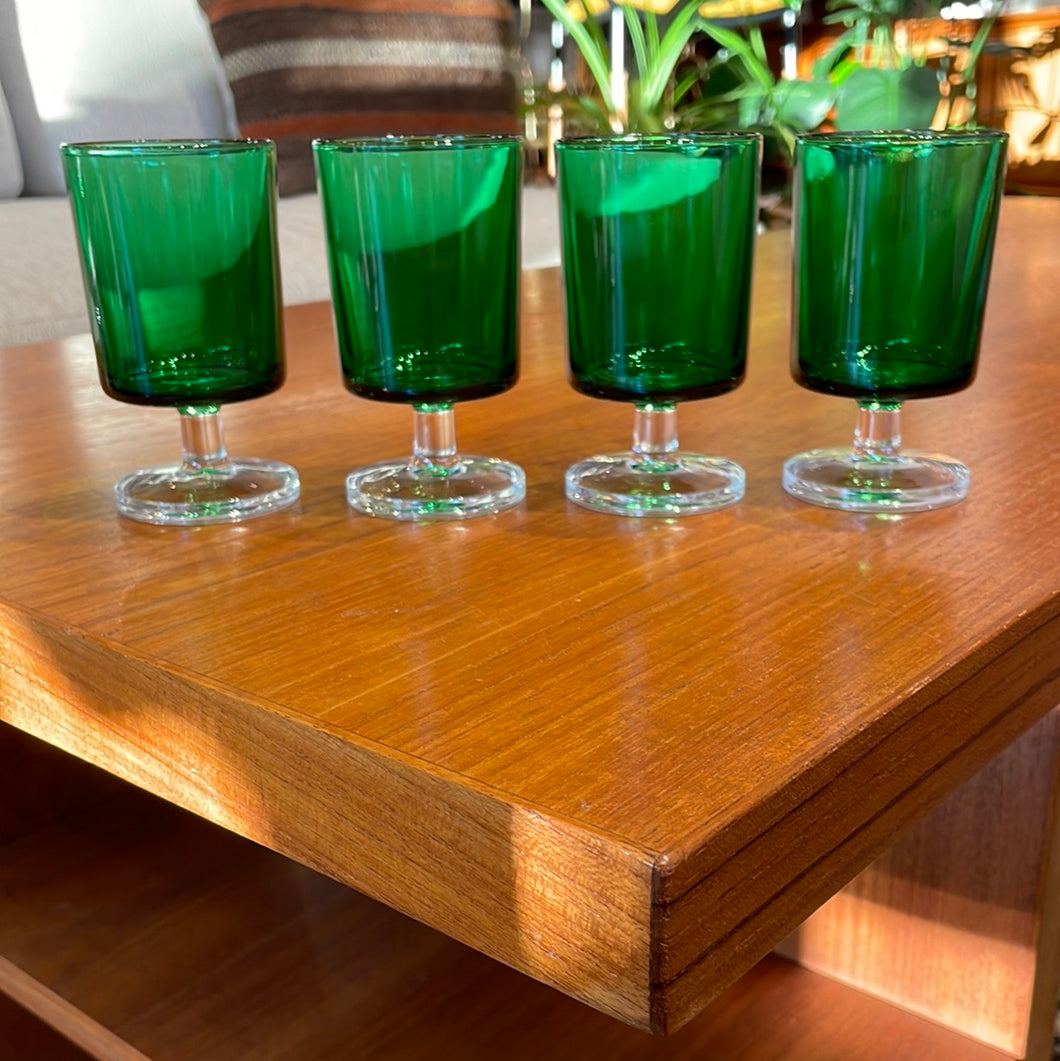 1970s Luminarc Cavalier Wine Glasses in Green - set of four