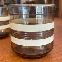 Load image into Gallery viewer, Brown and Cream Striped Lowball Glasses - Set of Two
