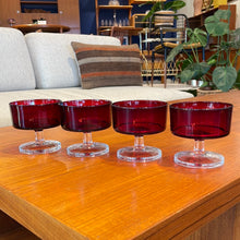 Load image into Gallery viewer, 1970s Luminarc Sherbert Glasses in Ruby - set of four
