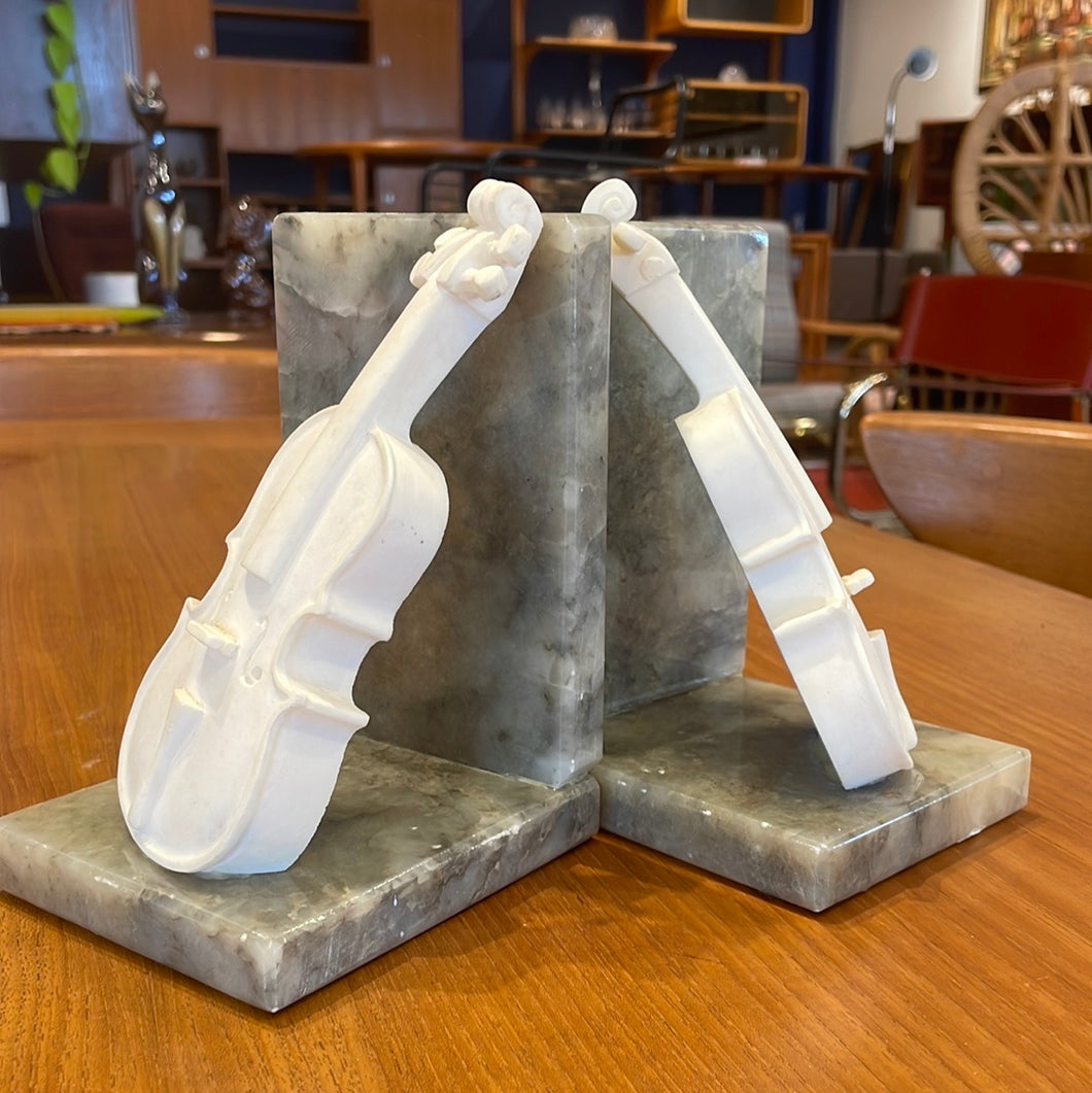 Italian Alabaster Violin Bookends